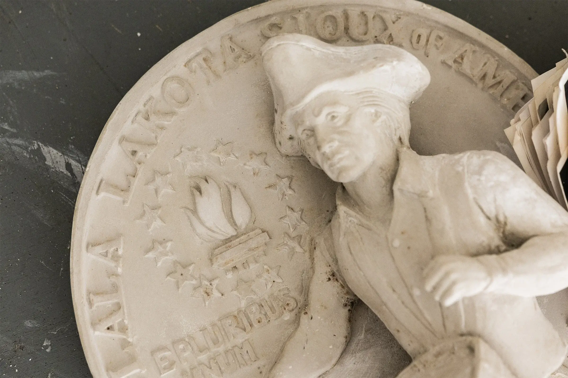 Clay model of the Bicentennial Quarter Drummer Boy design
